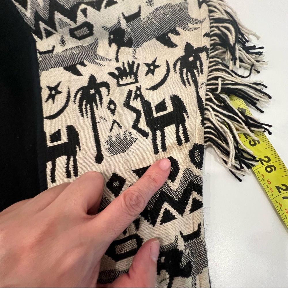Passports Pier 1 Imports Vintage Wool Tribal Western Open Long Coat Frin… - Picture 12 of 12